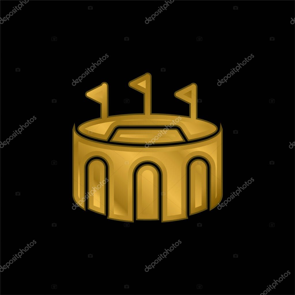 Arena gold plated metalic icon or logo vector