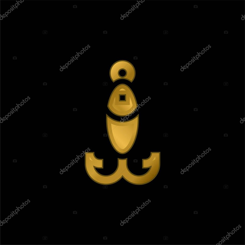 Bait gold plated metalic icon or logo vector