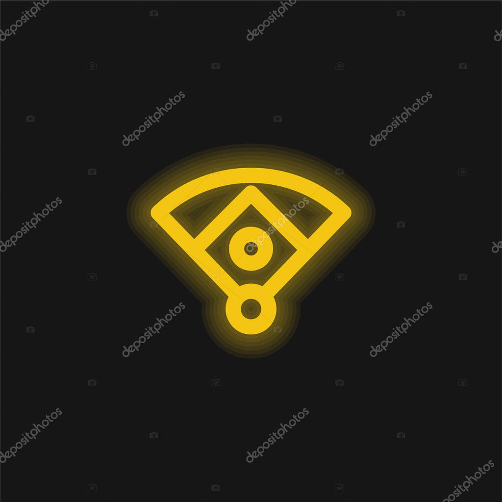 Baseball Diamond yellow glowing neon icon