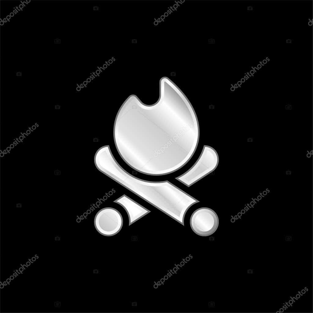 Bonfire silver plated metallic icon