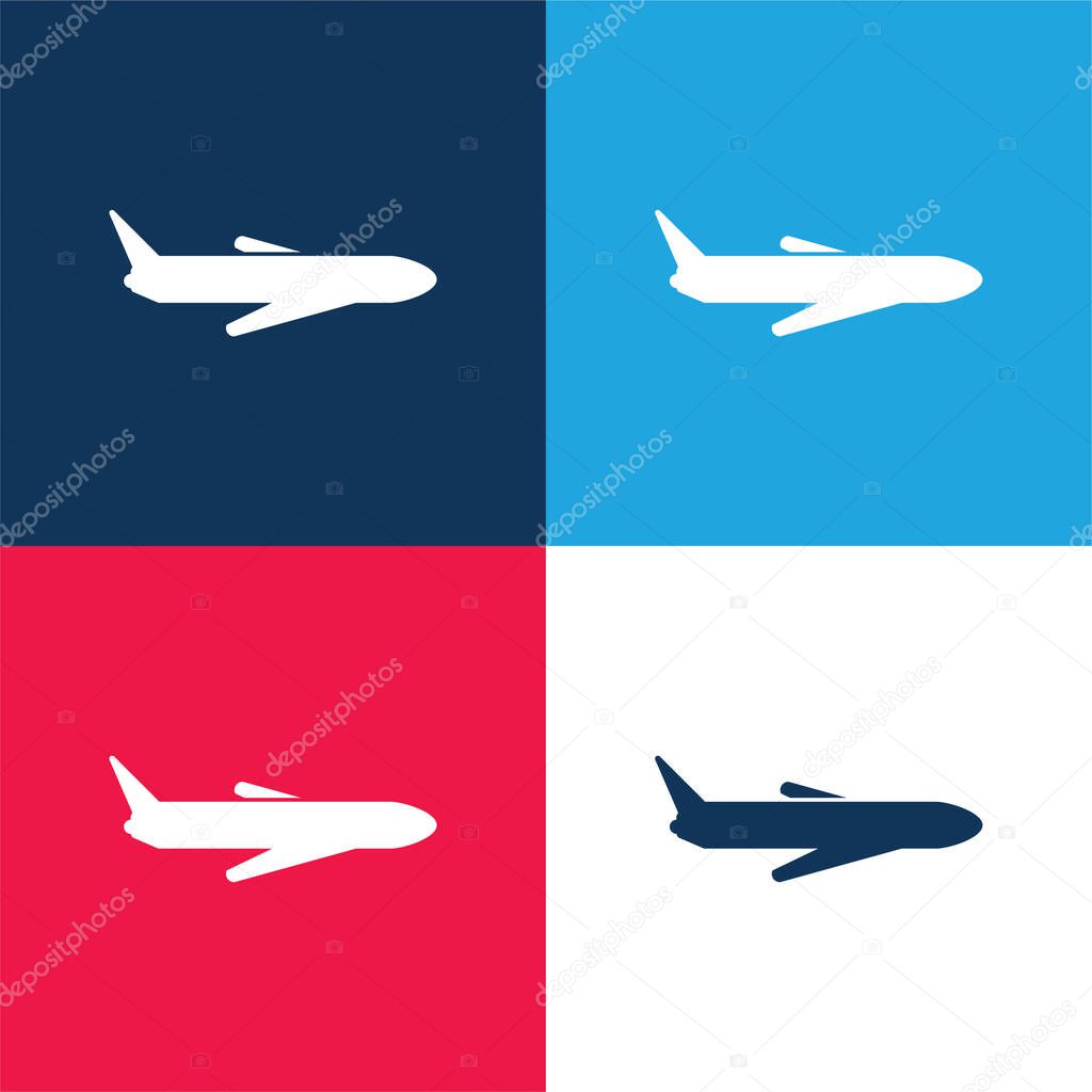 Airplane blue and red four color minimal icon set