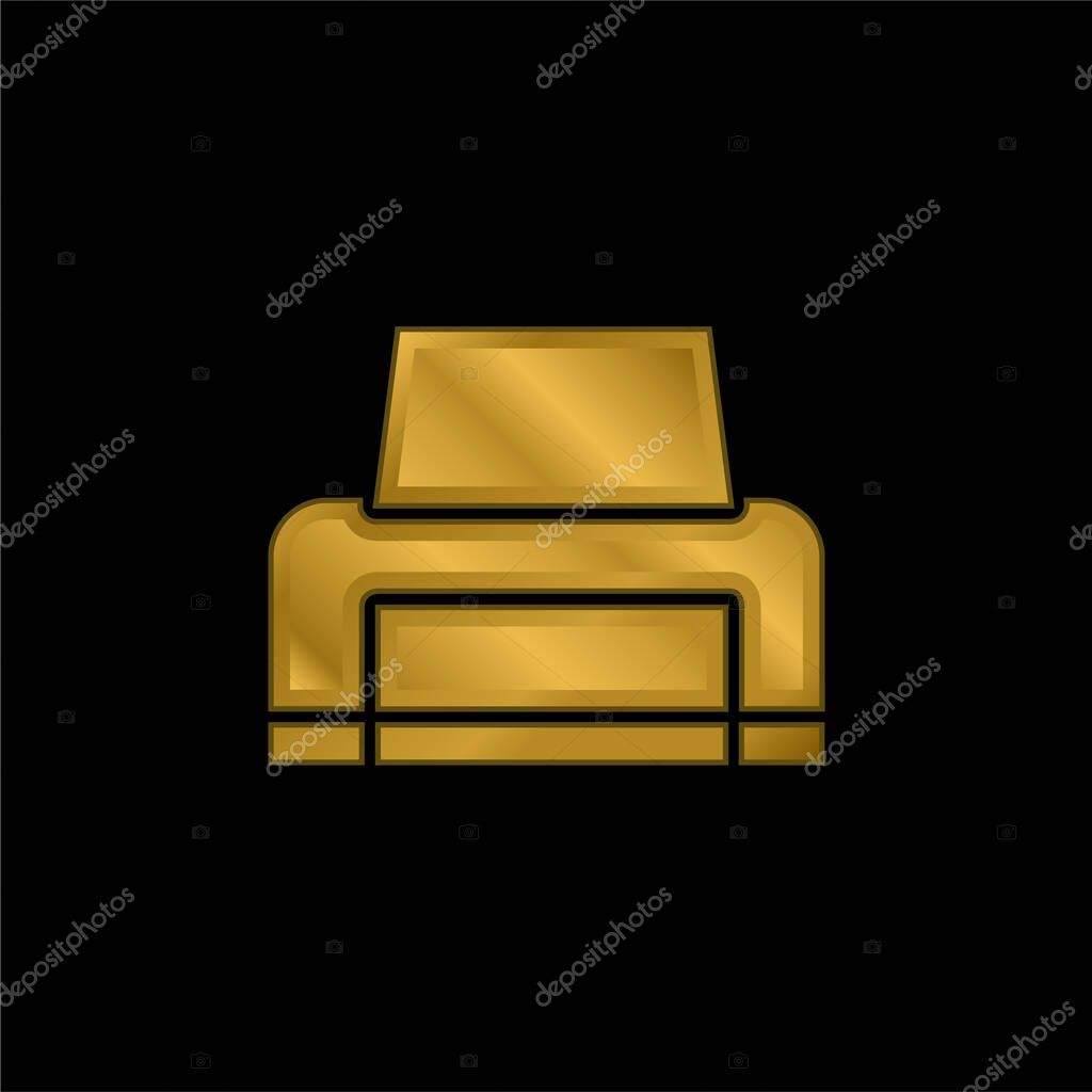 Black Printer gold plated metalic icon or logo vector