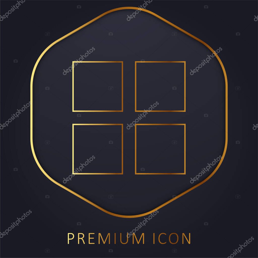 4 Black Squares golden line premium logo or icon