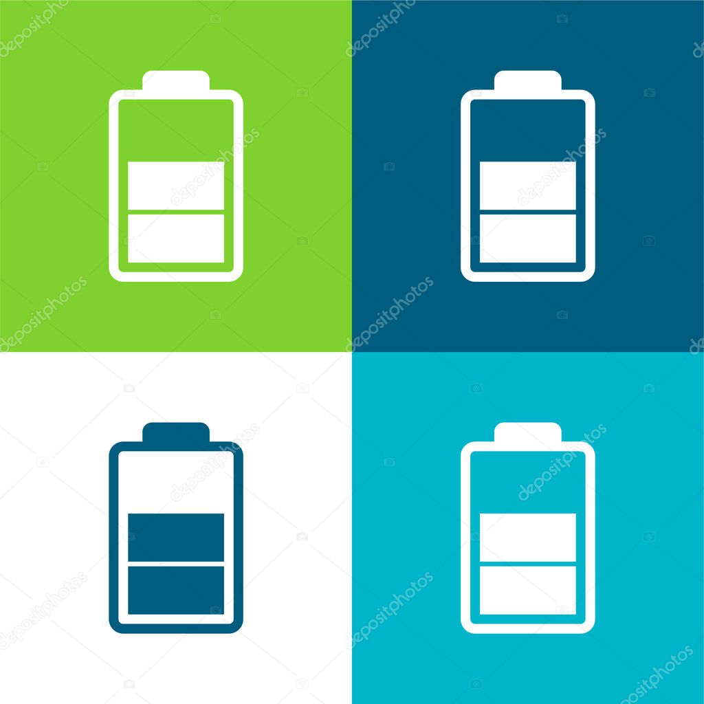 Battery Status Symbol Flat four color minimal icon set