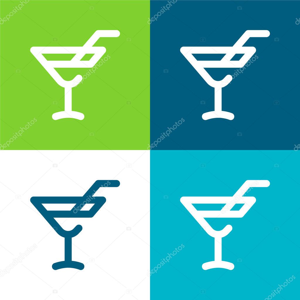 Alcoholic Drink Flat four color minimal icon set
