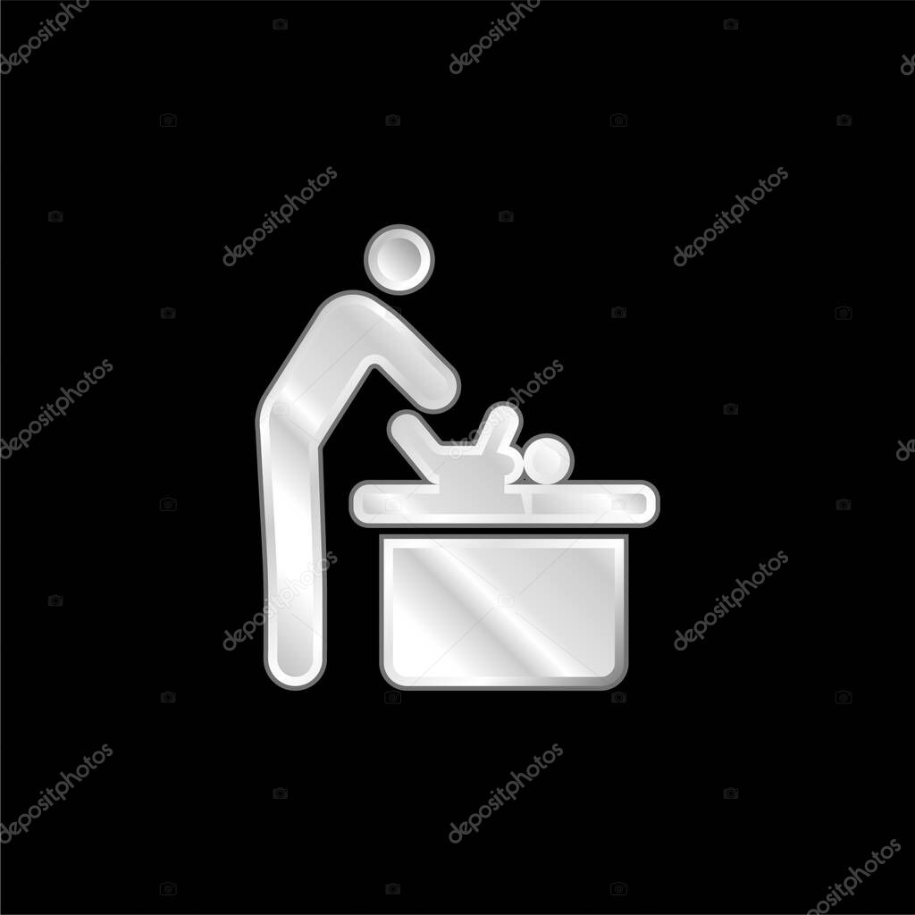 Baby Changing silver plated metallic icon