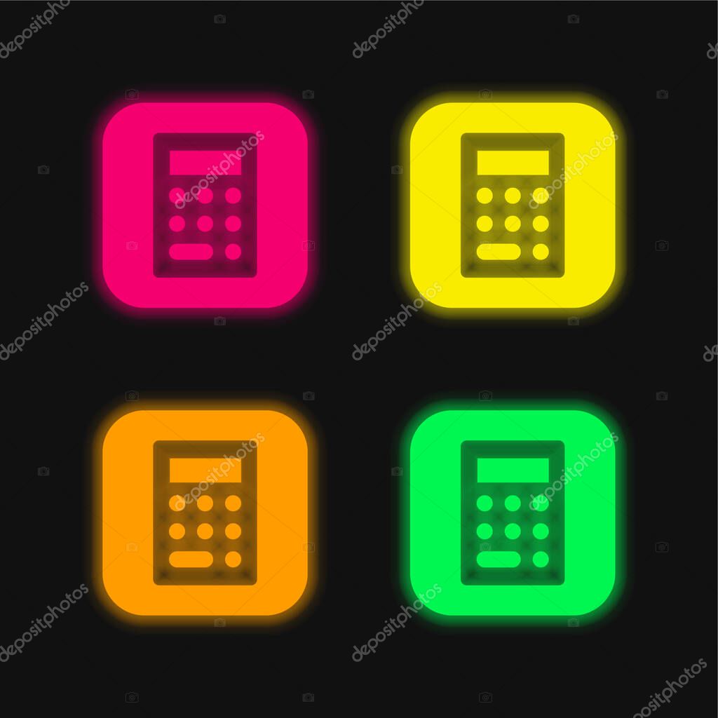 Apple four color glowing neon vector icon