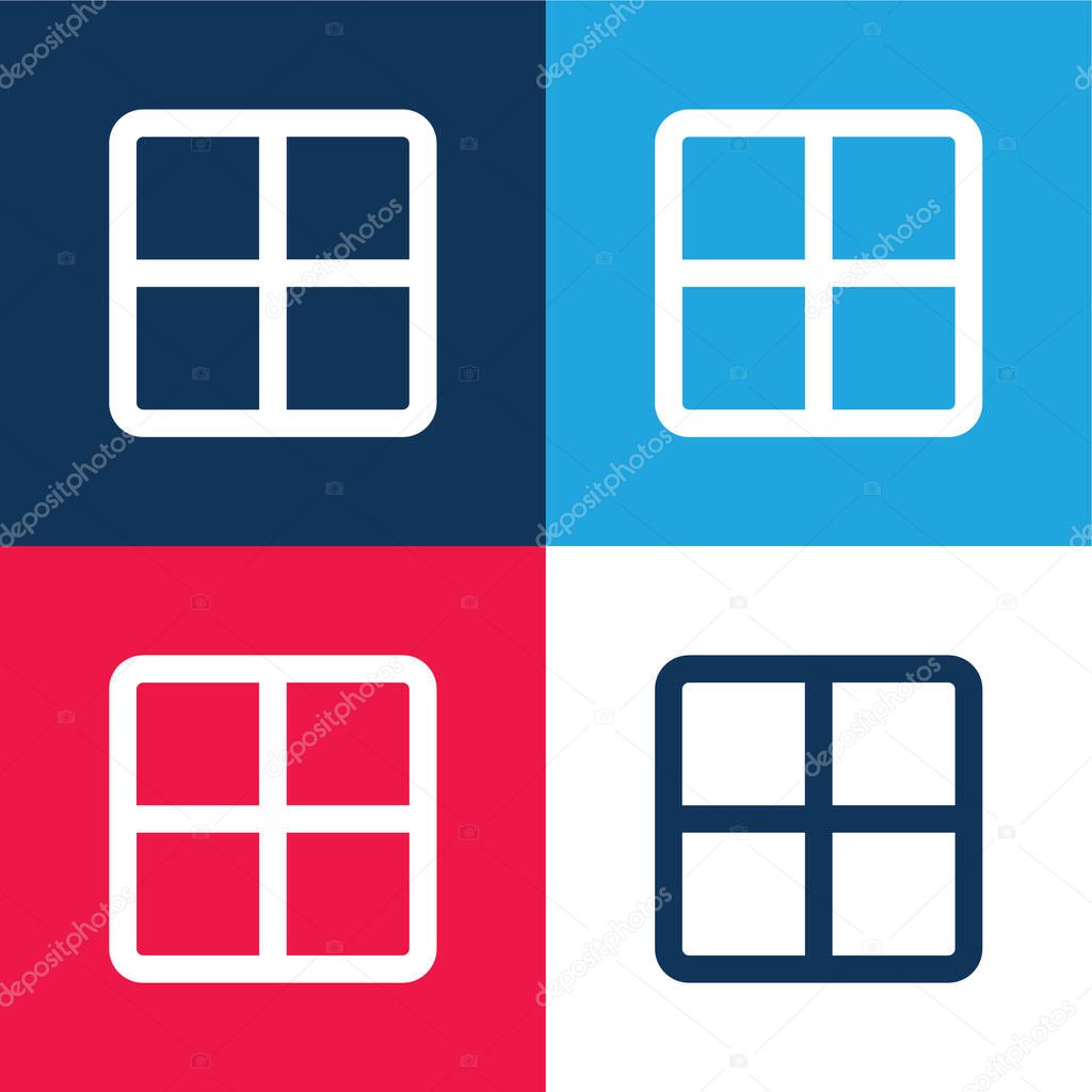 All blue and red four color minimal icon set