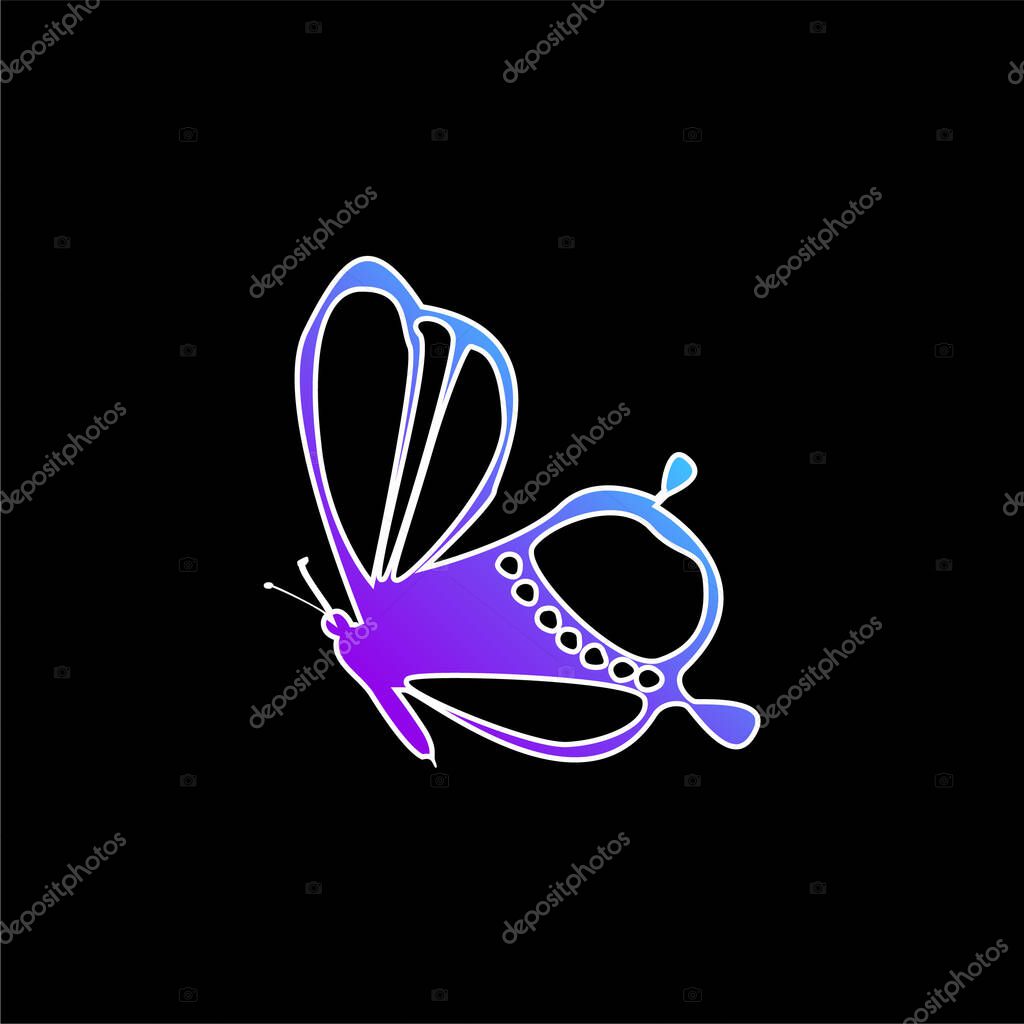 Beauty On Butterfly Side View Design blue gradient vector icon