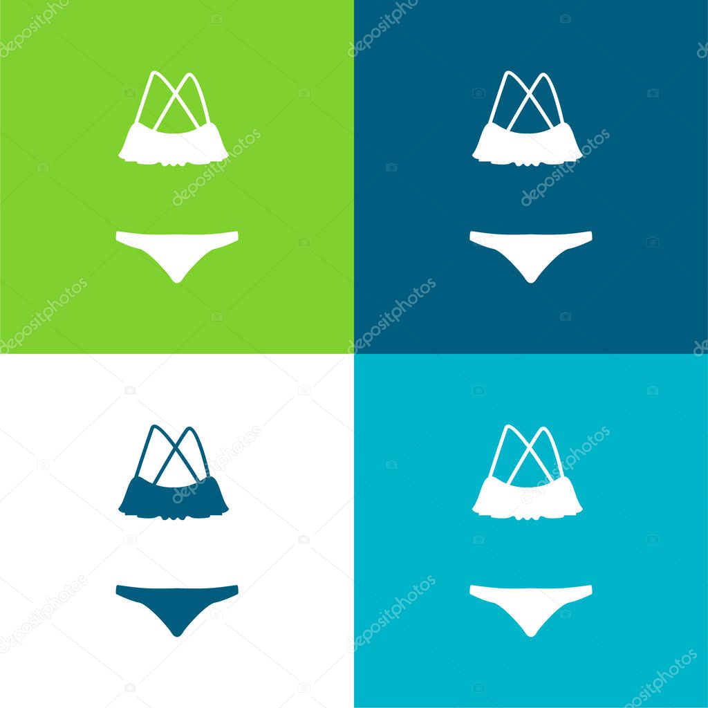 Bikini Shape Flat four color minimal icon set