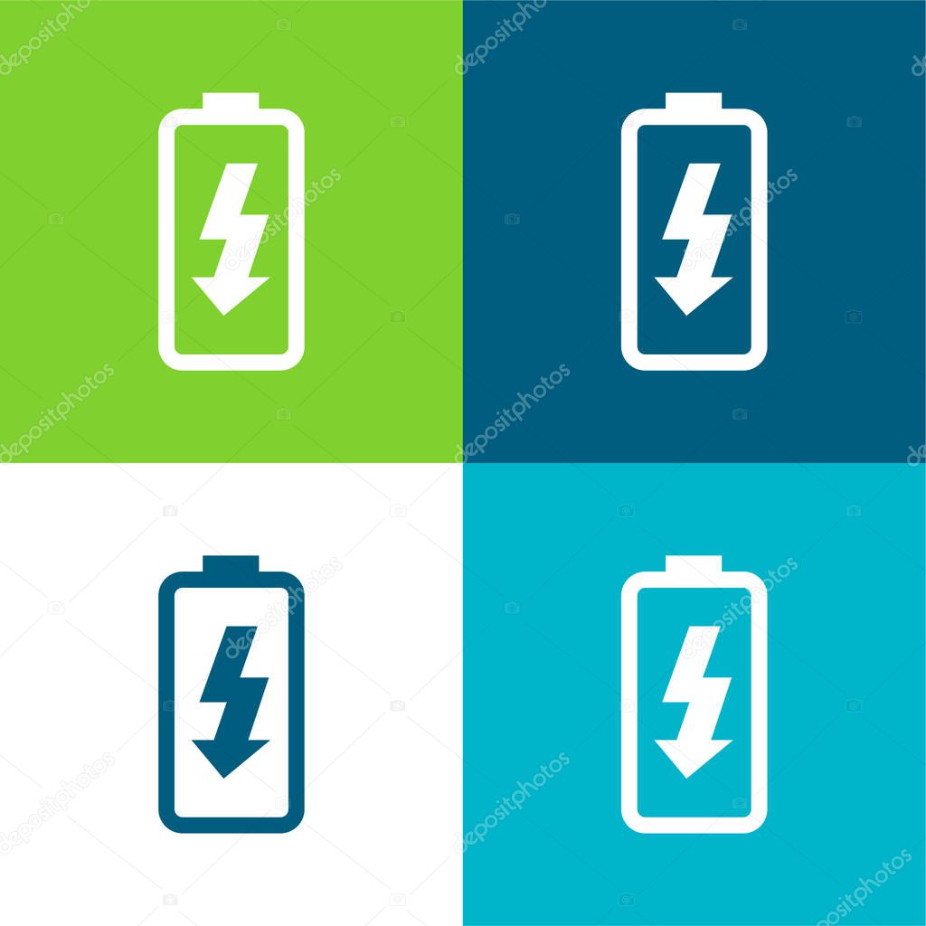 Battery Charge Flat four color minimal icon set