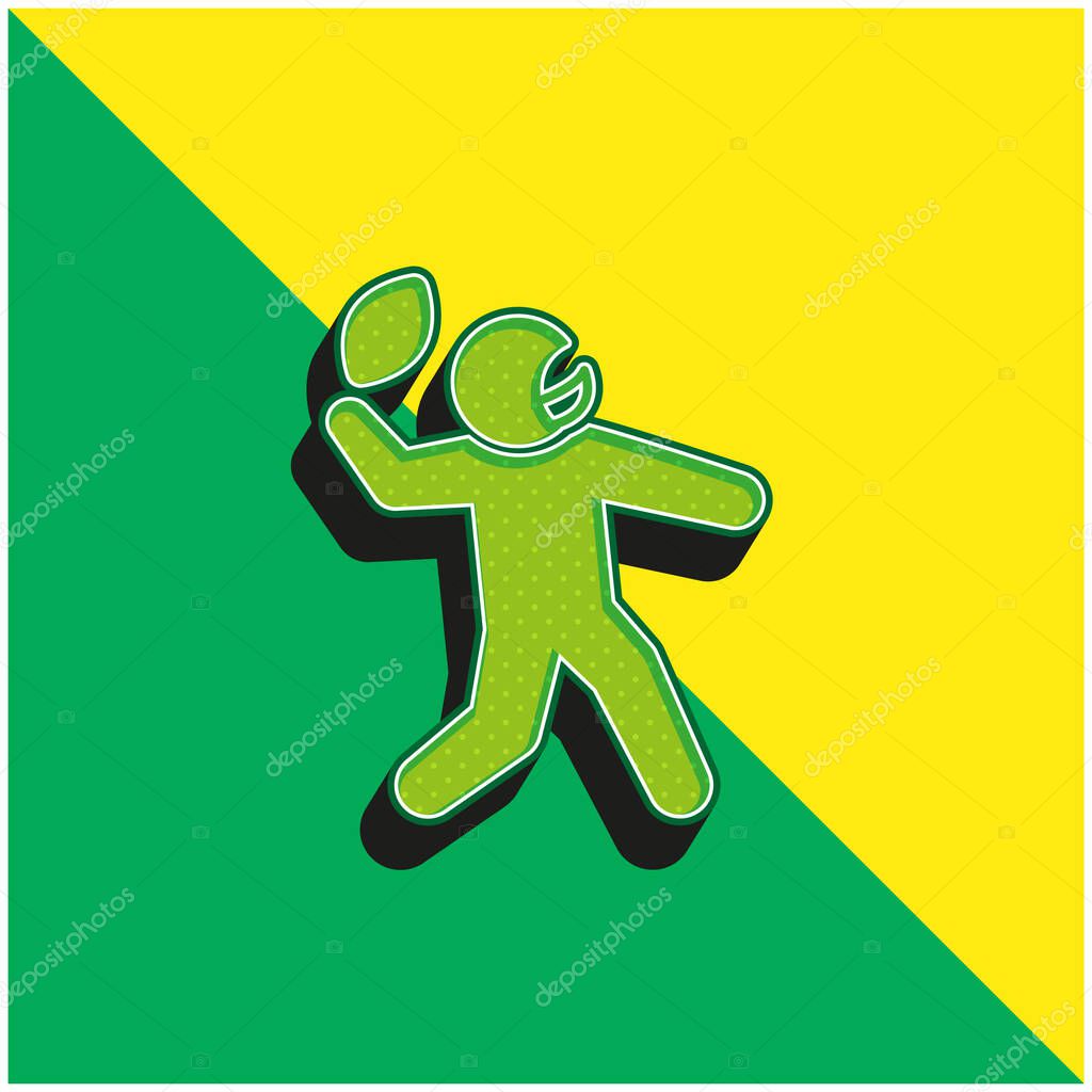 American Football Player Green and yellow modern 3d vector icon logo