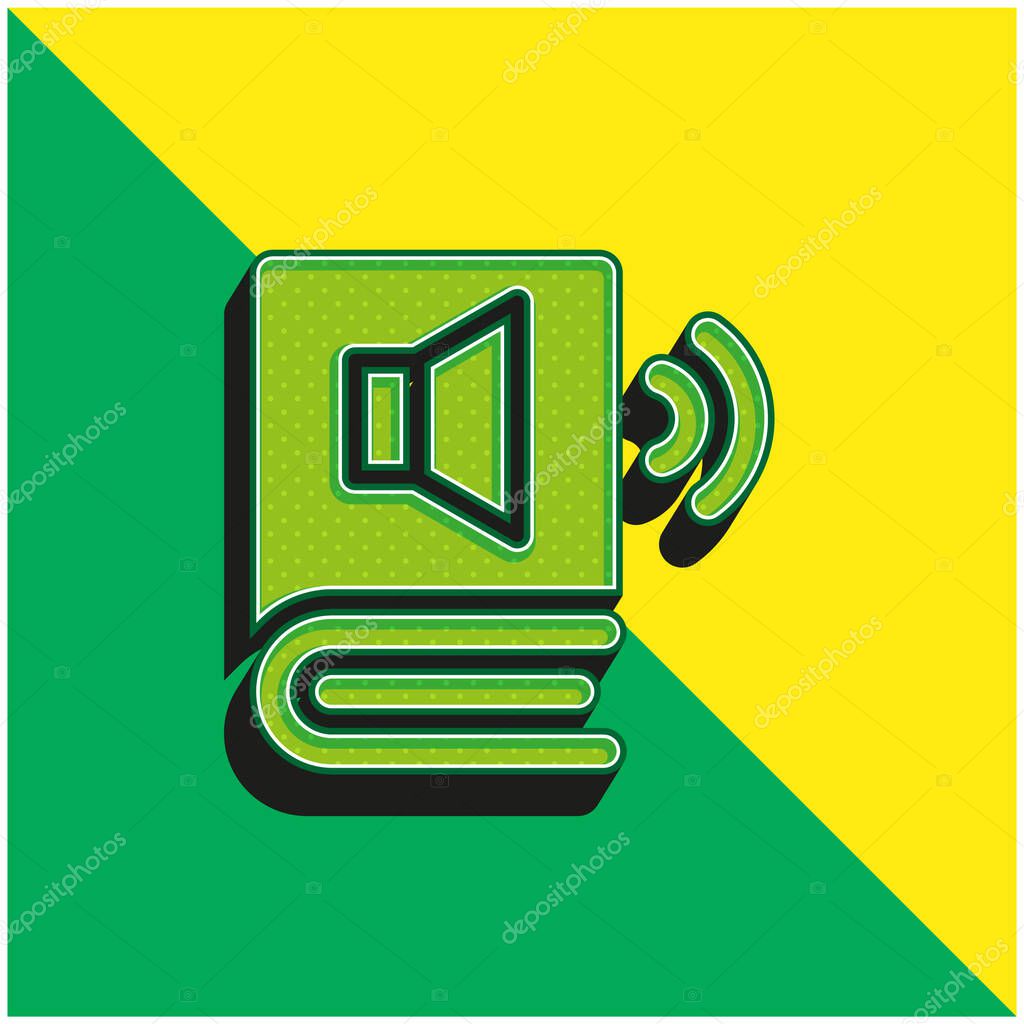 Libro de audio verde y amarillo moderno logotipo del icono del vector