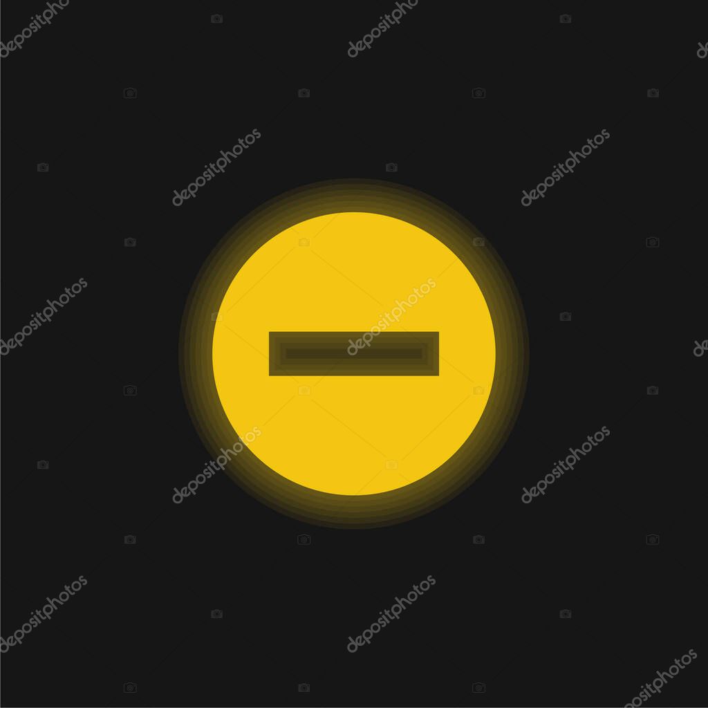 Blocked Sign yellow glowing neon icon