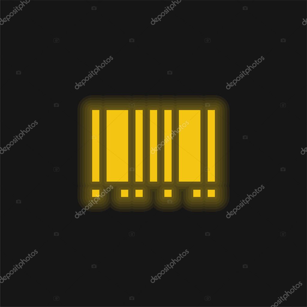 Barcode yellow glowing neon icon
