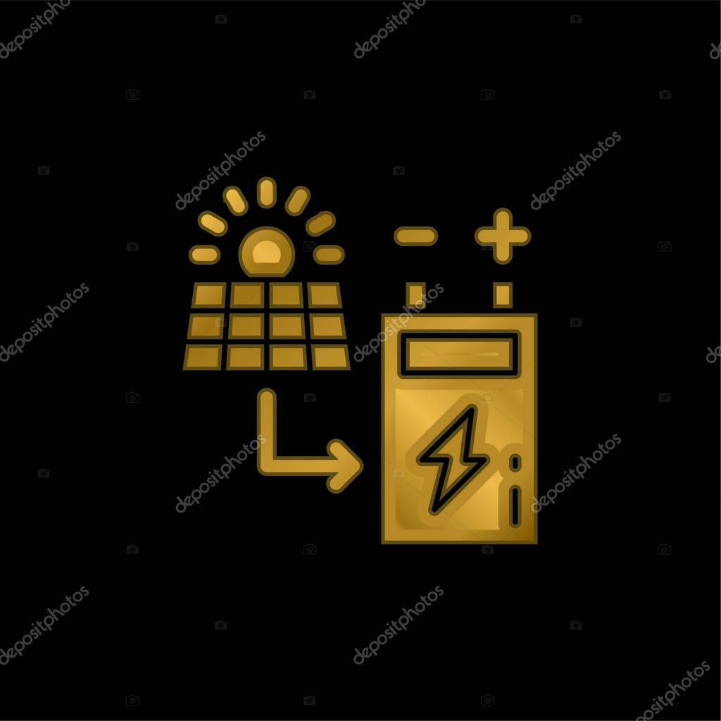 Battery gold plated metalic icon or logo vector