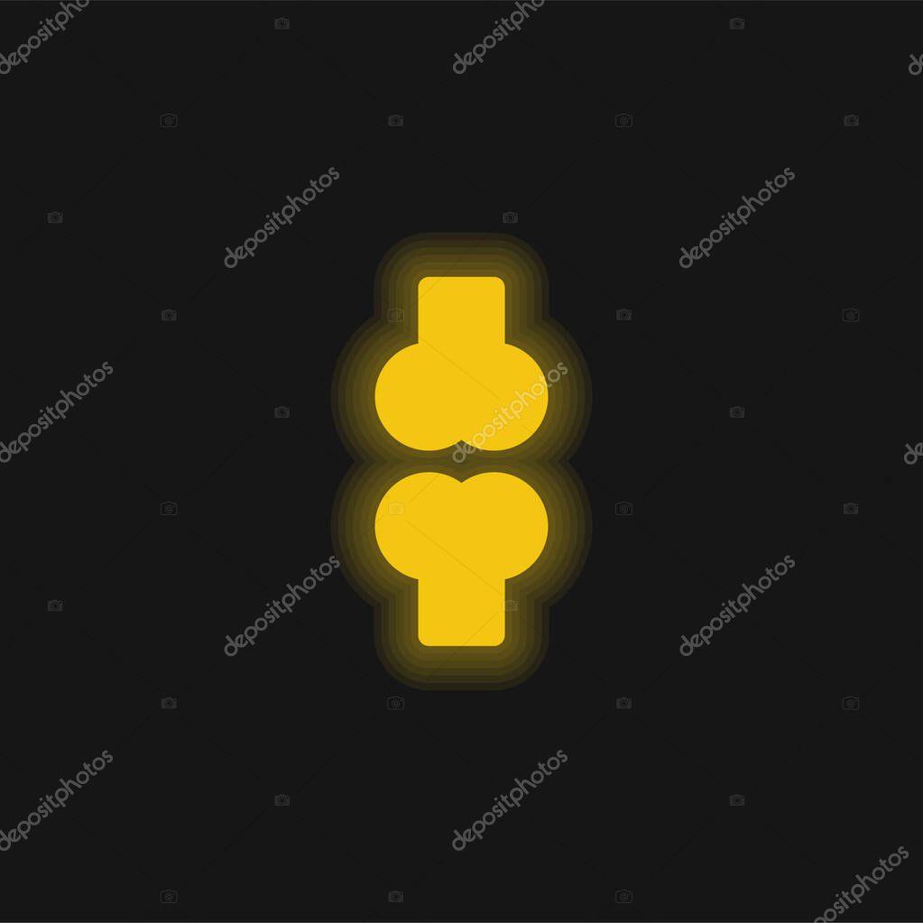 Bone yellow glowing neon icon