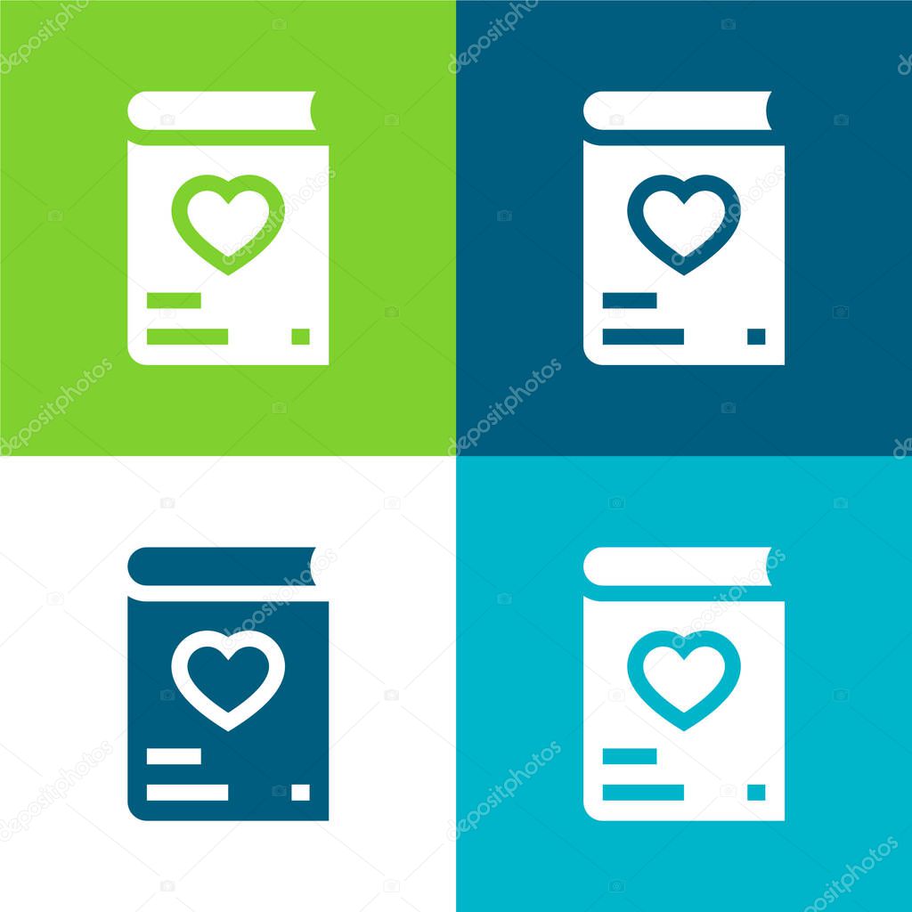 Book Flat four color minimal icon set