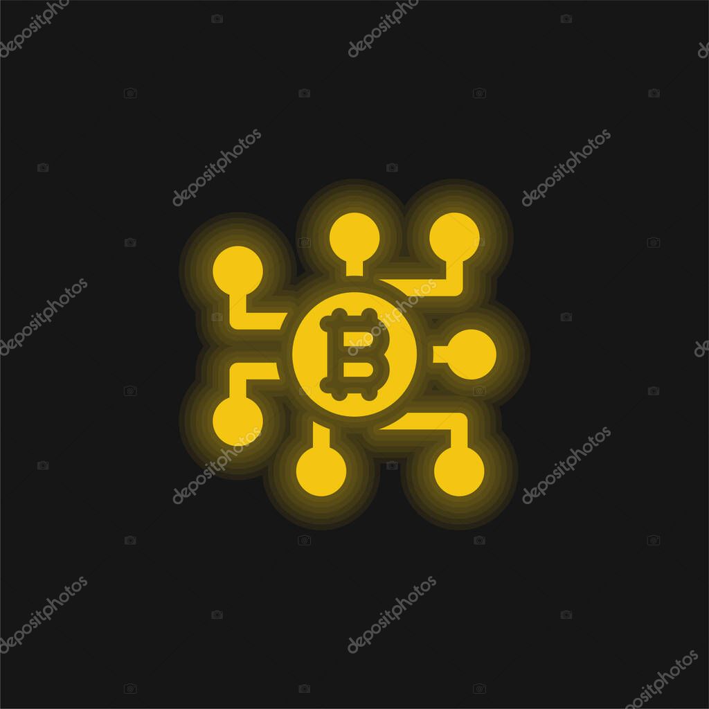 Bitcoin yellow glowing neon icon