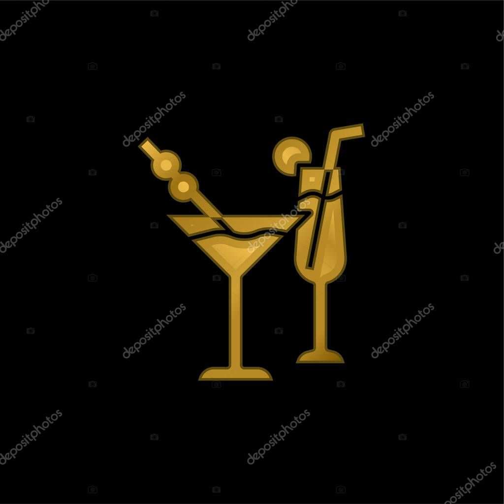 Beverage gold plated metalic icon or logo vector