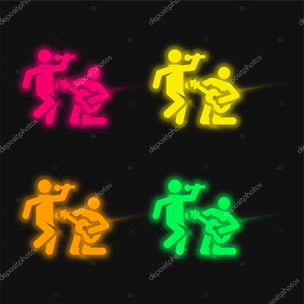 Band four color glowing neon vector icon