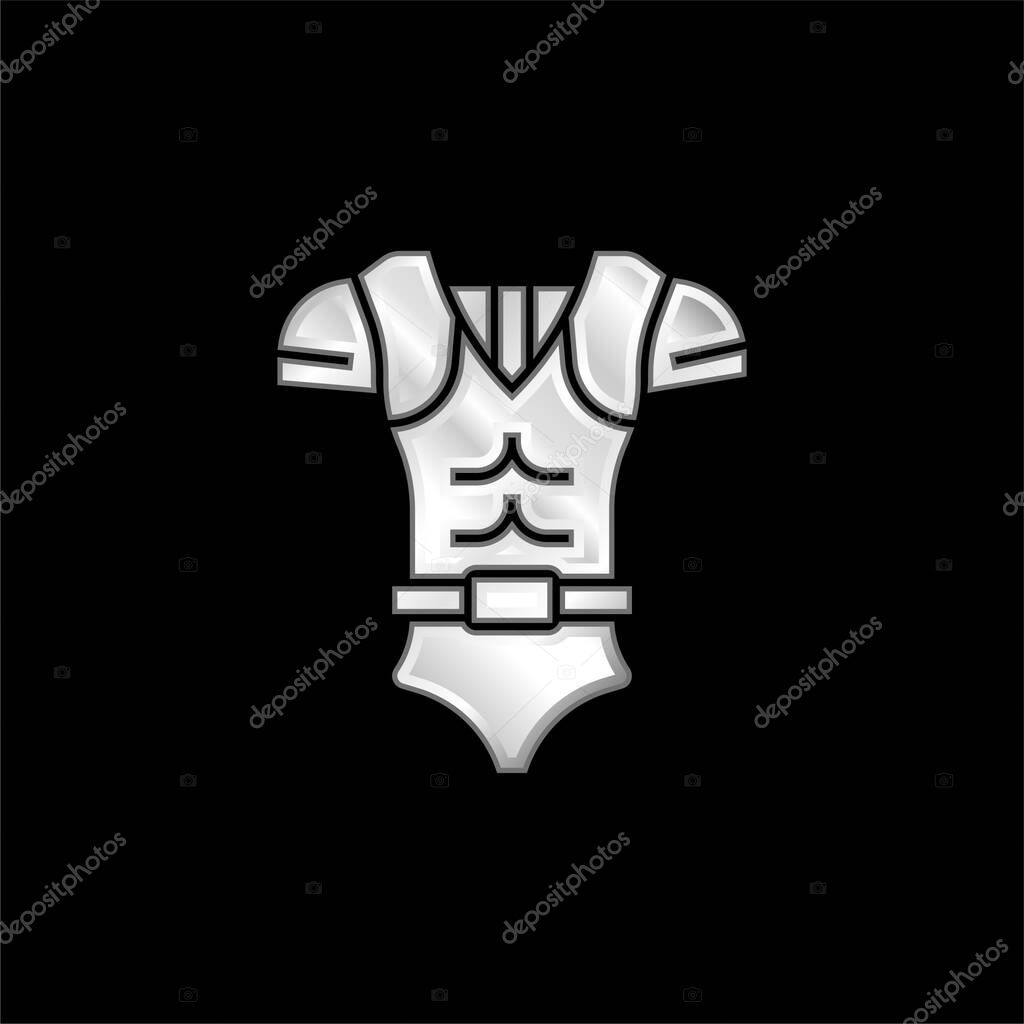 Armor silver plated metallic icon