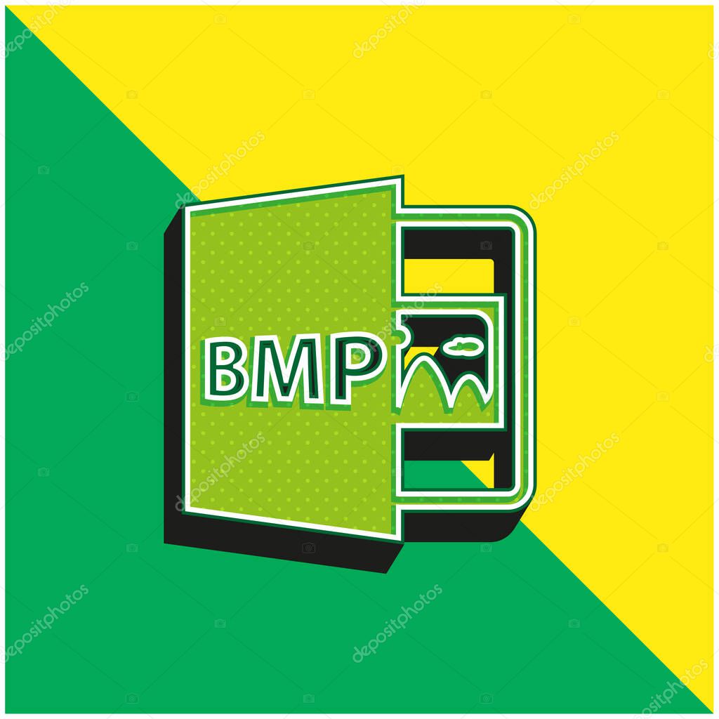 BMP Open File Format Green and yellow modern 3d vector icon logo