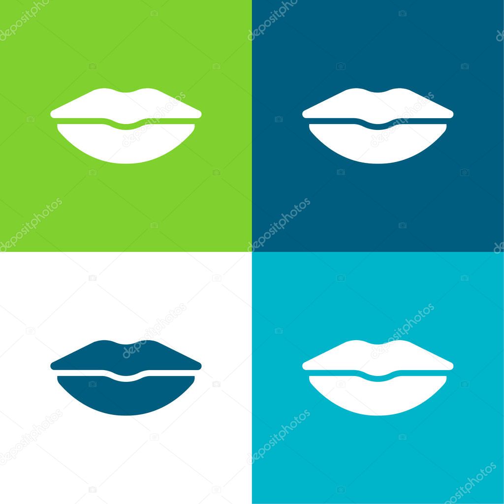 Big Lips Flat four color minimal icon set