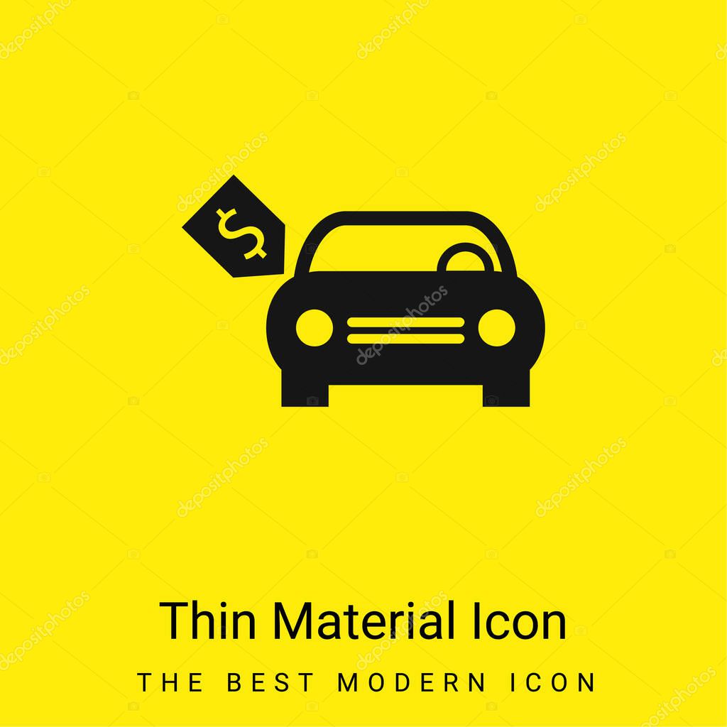 Brand New Car With Dollar Price Tag minimal bright yellow material icon