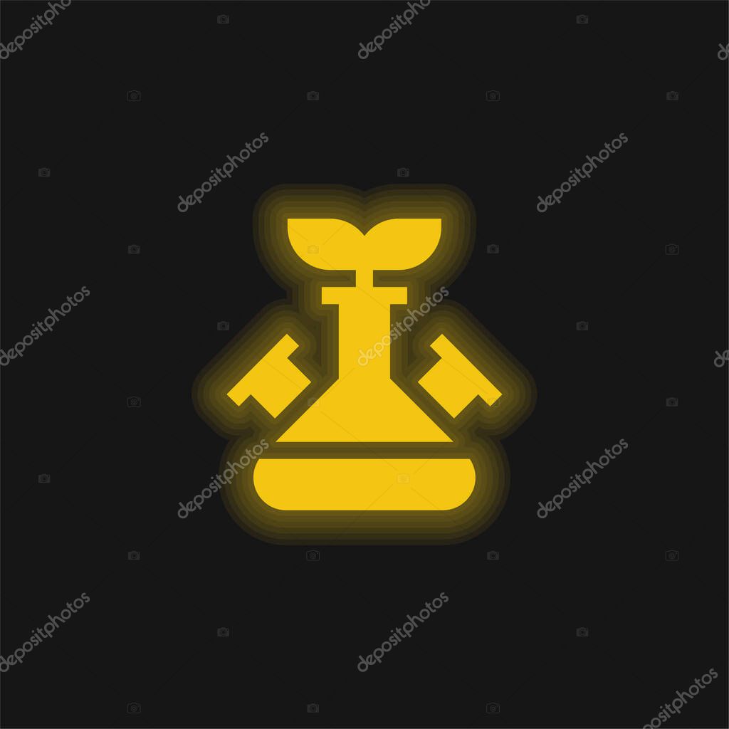 Biotechnology yellow glowing neon icon
