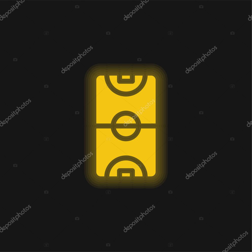 Basketball Court yellow glowing neon icon