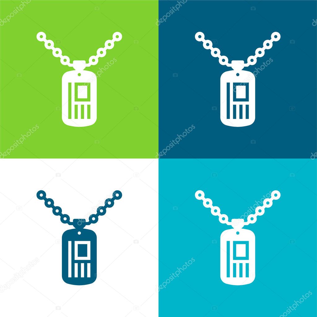 Army Dog Tag Flat four color minimal icon set