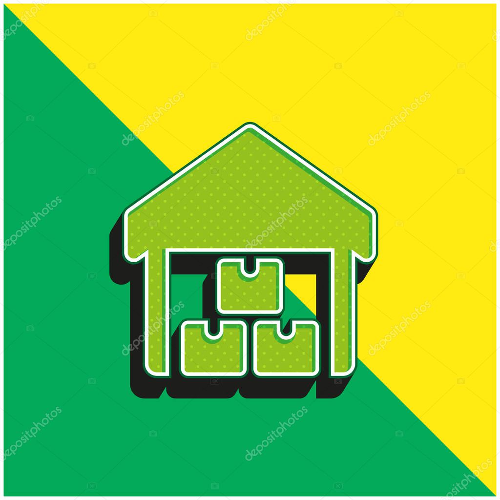 Boxes Green and yellow modern 3d vector icon logo