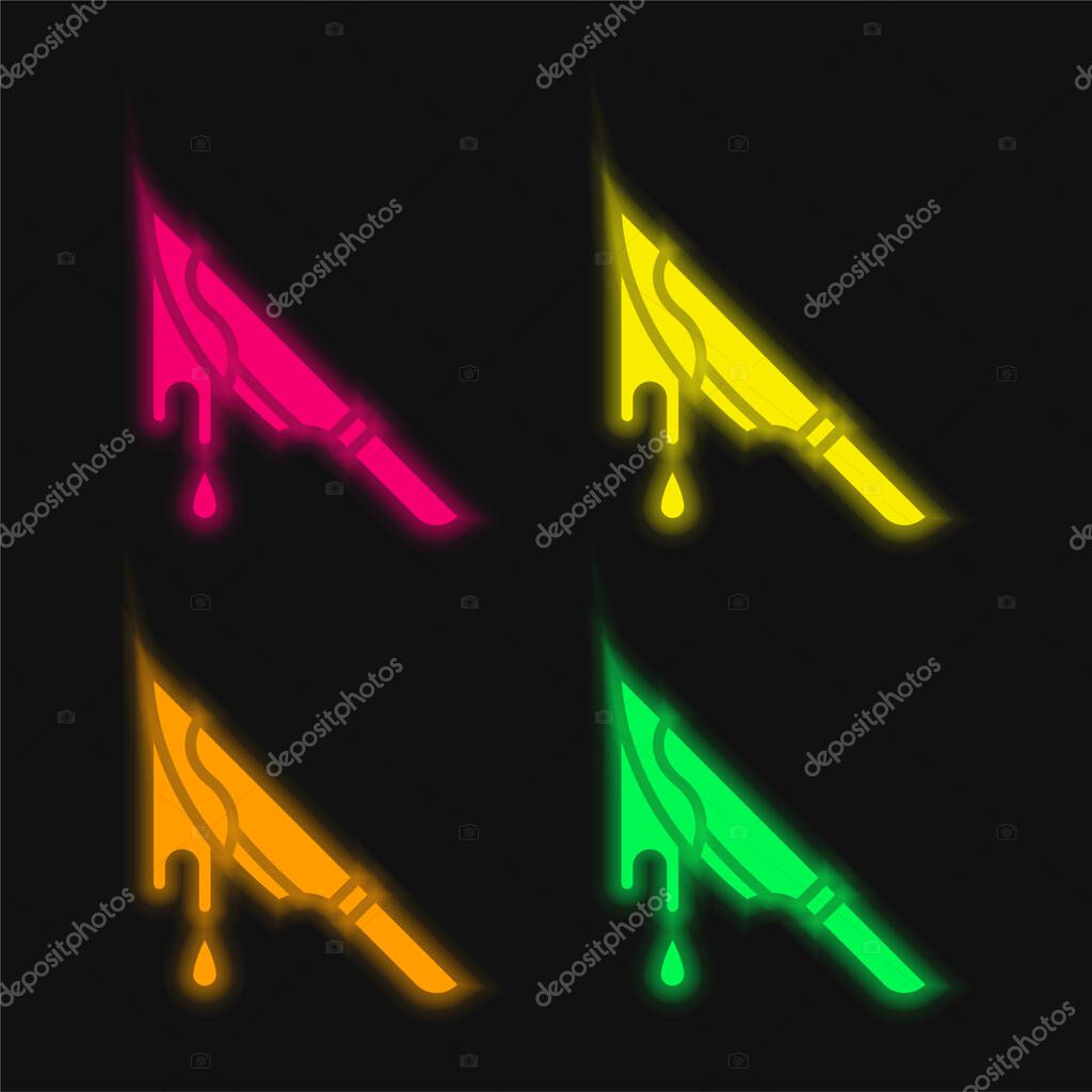 Bloody four color glowing neon vector icon