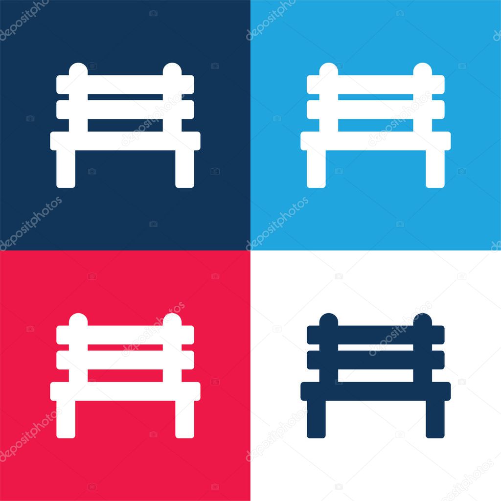 Bench blue and red four color minimal icon set