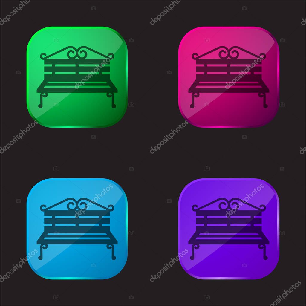 Bench four color glass button icon