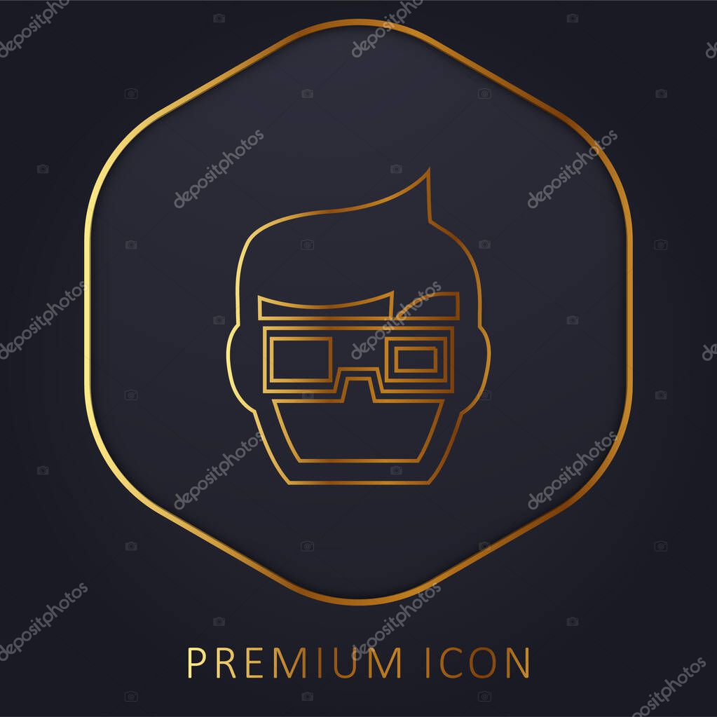 Boy With 3d Spectacles At Cinema golden line premium logo or icon
