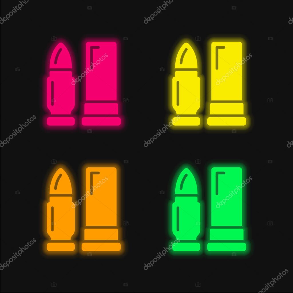 Ammunition four color glowing neon vector icon