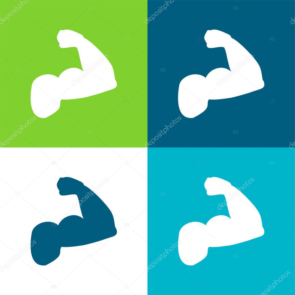 Biceps Of A Man Flat four color minimal icon set