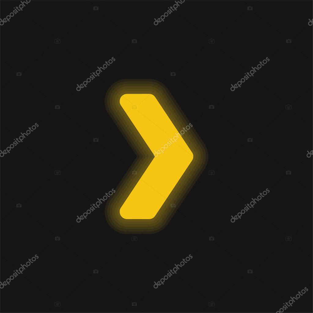 Arrow yellow glowing neon icon