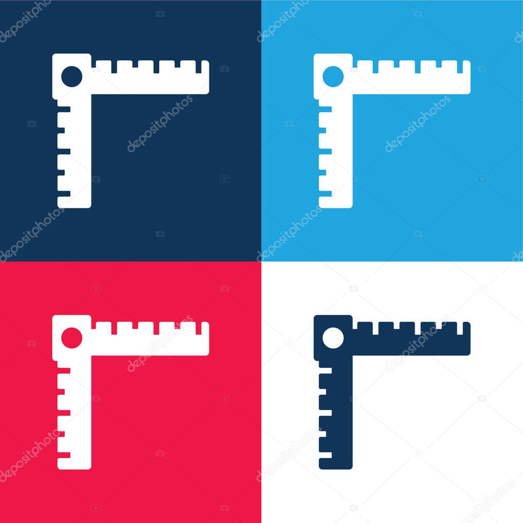 Angle Ruler blue and red four color minimal icon set