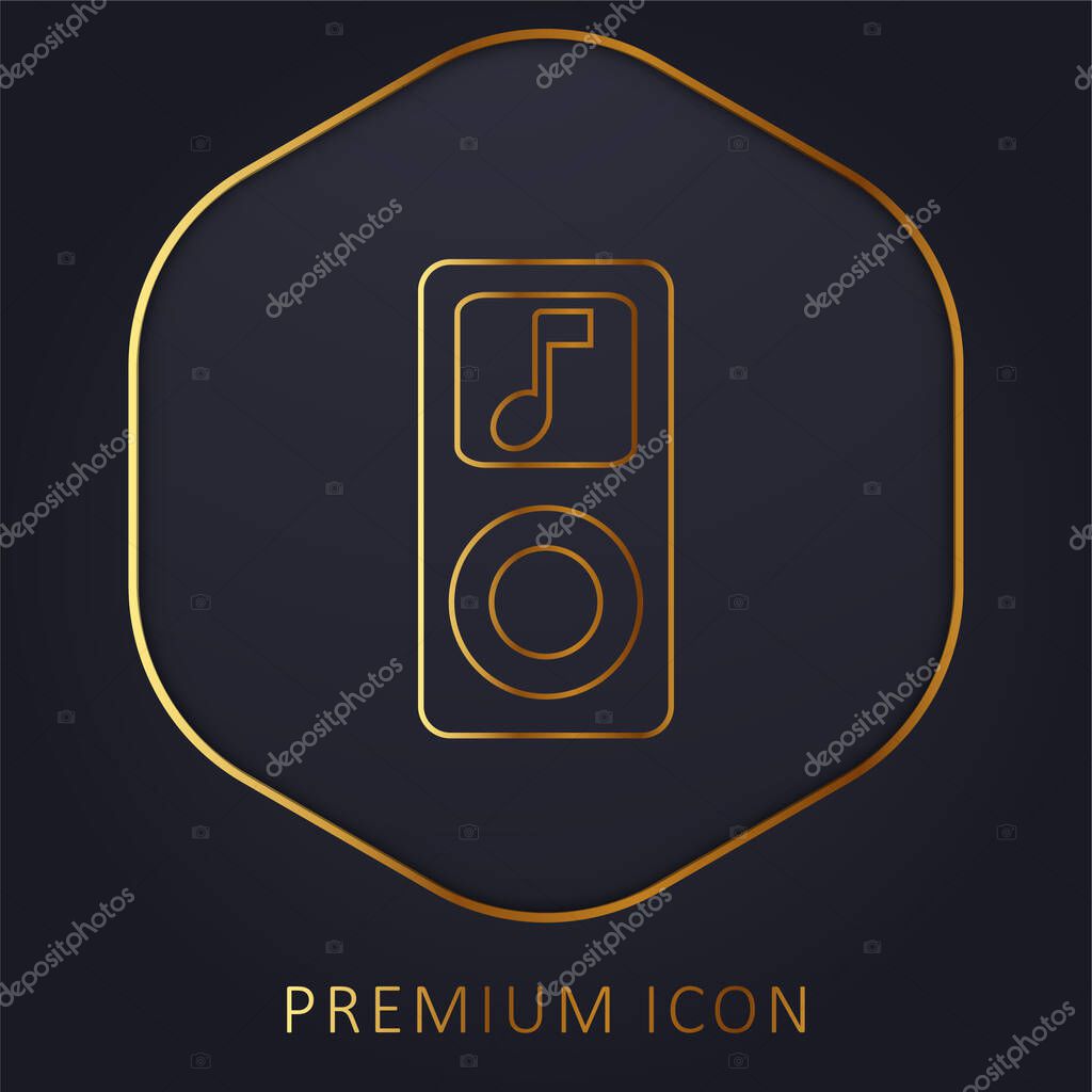 Apple IPod With Musical Note Symbol golden line premium logo or icon