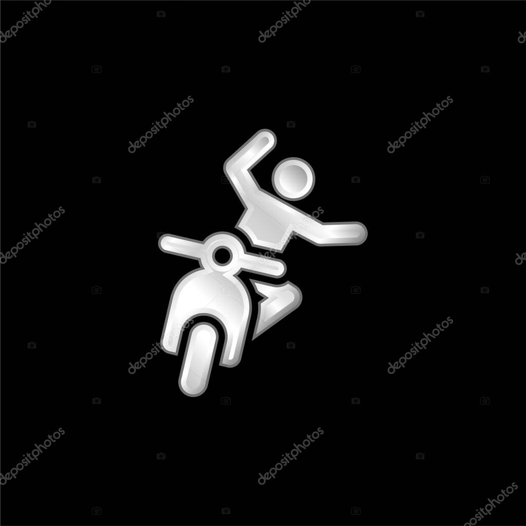 Accident silver plated metallic icon