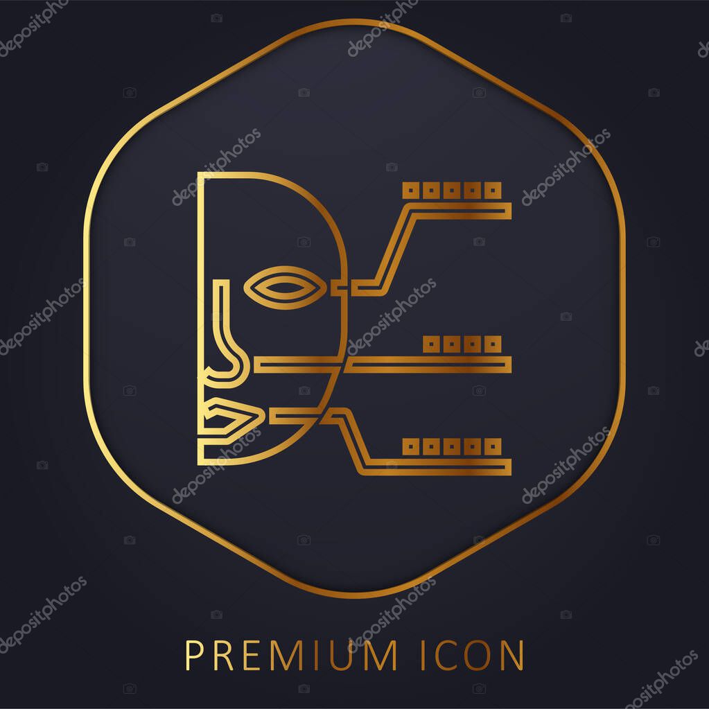 Biometric Identification golden line premium logo or icon