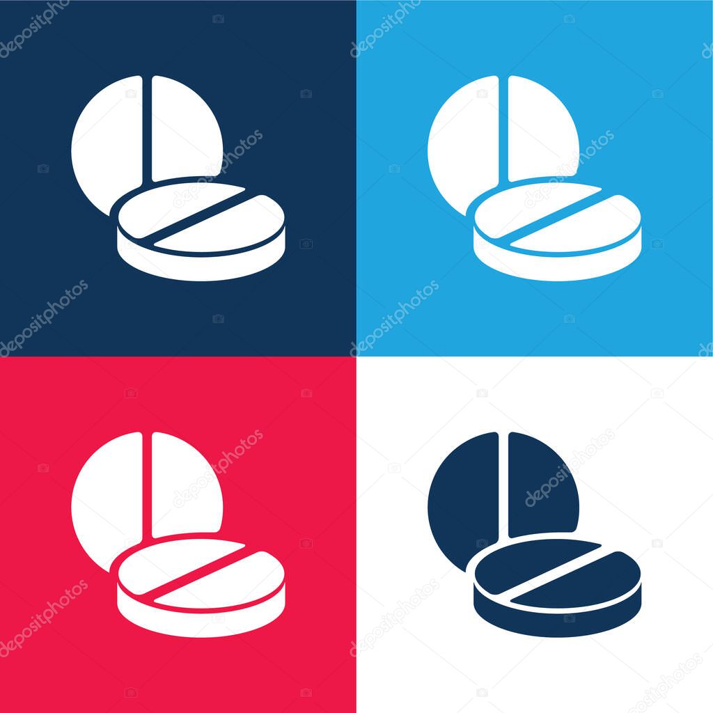 2 Pills blue and red four color minimal icon set