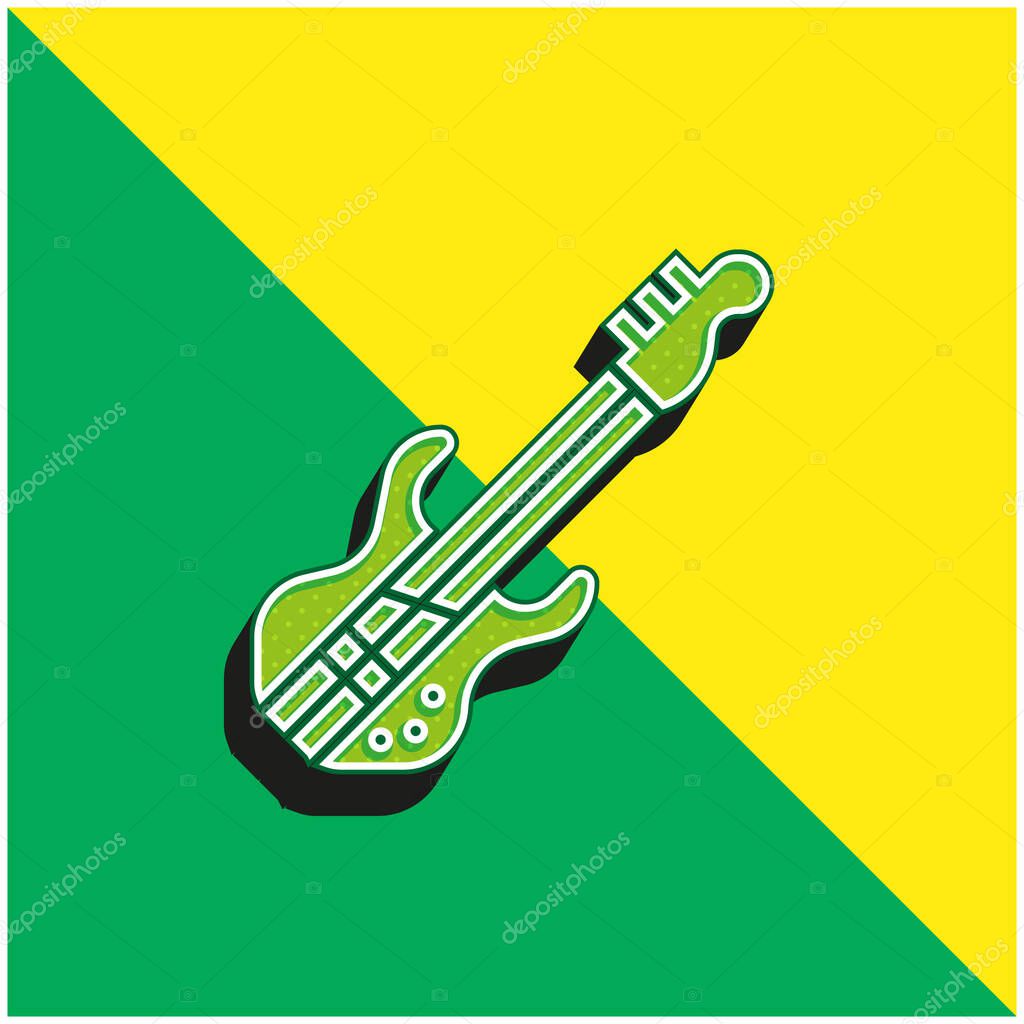 Bass Guitar Green and yellow modern 3d vector icon logo