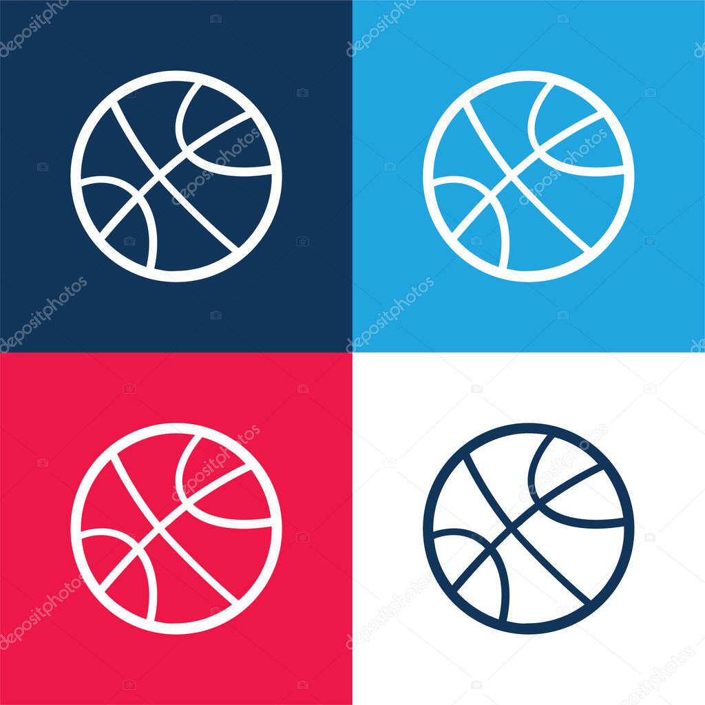 Ball For Sports blue and red four color minimal icon set