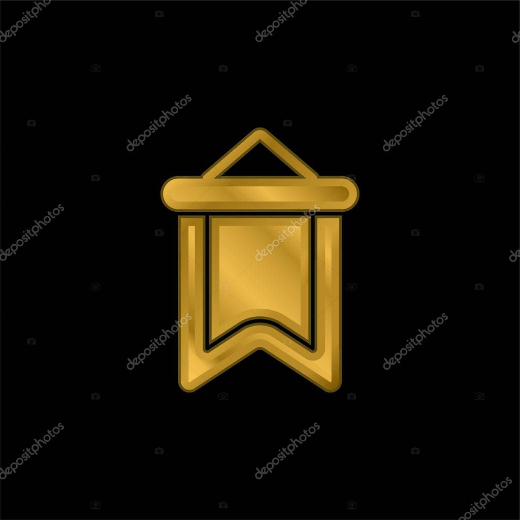 Banner gold plated metalic icon or logo vector