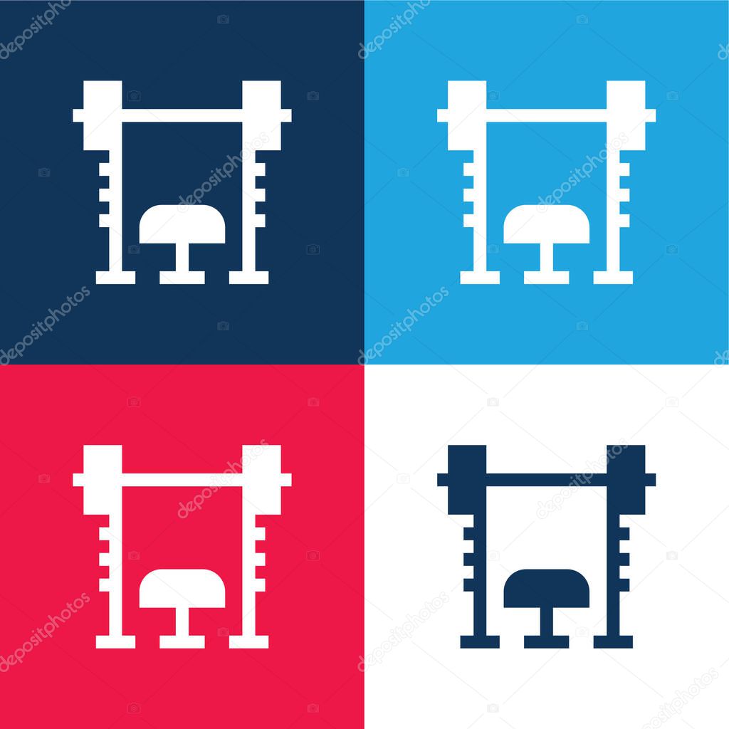 Bench blue and red four color minimal icon set