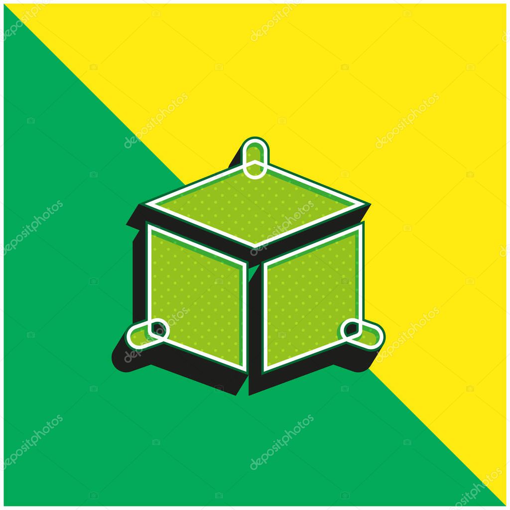 3d Modeling Green and yellow modern 3d vector icon logo